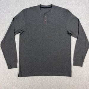 Wellen Henley T-Shirt Mens M (Estimated) Long Sleeve Dark Gray Soft Minimalist
